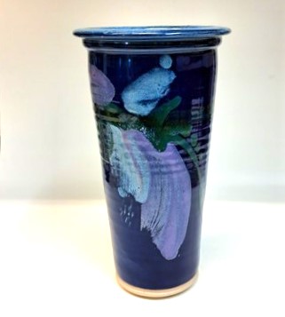 Click to view detail for #241148 Vase or Utensil Holder Cobalt Blue $28